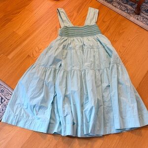 Anthropologie The Helena Square-Neck Tiered Midi Dress S Blue 100% Cotton